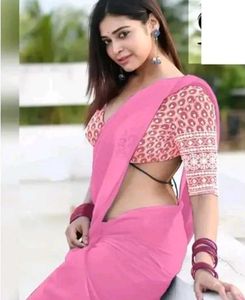Ladies Pink Plane Saree