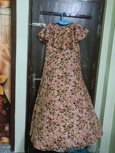 New Stylish Beige Colour Soft Crepe Gown