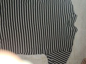 Black And White Striped Fitted Half Sleeve Top
