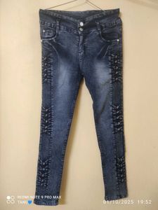 stylish high waisted blue woman jeans