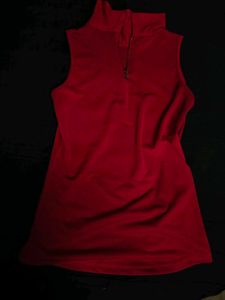 Burgundy AND Sleeveless Mock Neck Top