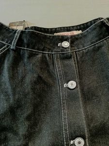 Denim umbrella cut Button-Front Skirt