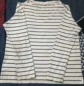 White Striped Long Sleeve Top