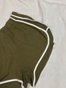 Olive Green Ribbed Shorts