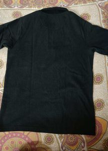 Black Ribbed Polo Shirt