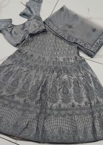 Grey Embroidered Lehenga Choli