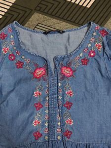 Denim Embroidered Dress