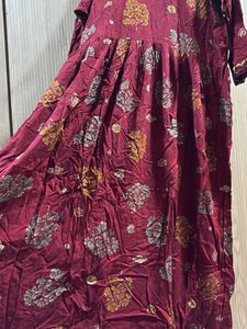 Floral Print Maroon kurta