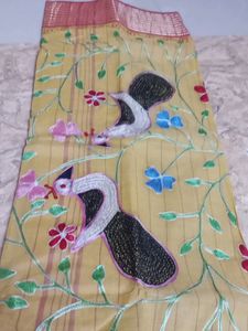 Bengal Cotton Saree With Hand Embroidery
