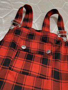 Dungaree Dress; Red &amp; Black 🖤