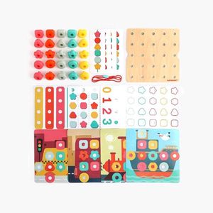 TOPBRIGHT Rainbow Stack &amp; Lacing Button Peg Board