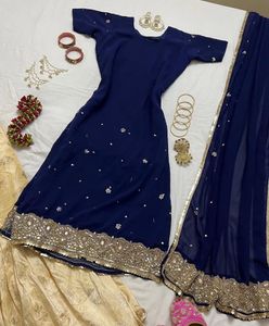 Elegant Navy Blue Kurta Set