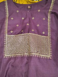 Embroidered Purple Kurta,shawl, pant