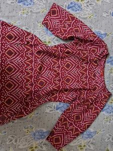 Red Printed Kurta