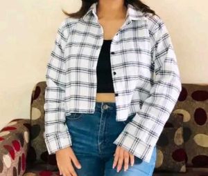 White Striped Crop Shirt