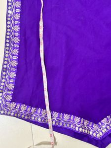 Purple Embellished A-line Kurta Set