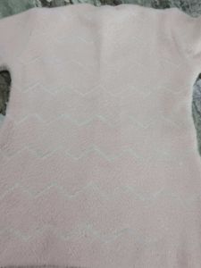 Pink Fuzzy Pearl Embellished Woolen Top