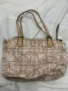 COACH Coded Beige Pink Shoulder Bag