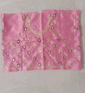 Pink Saree With Gold Sequin Work