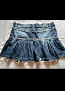 Y2k Cute Pleated Denim Skirt