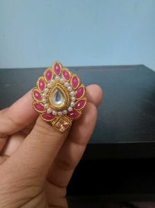 Kundan Earrings, Maang Tika And Ring Combo