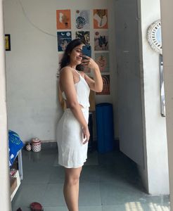 White Ribbed Halter Top &amp; Skirt Set