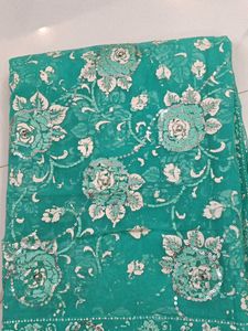Elegant Teal Floral Dupatta