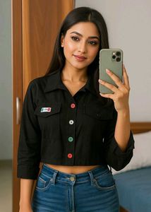 Women Black casual  Short Shirt