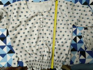 Office White Printed Crop Top