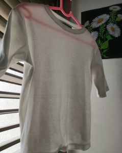 White Ribbed Knit Short Sleeve Top