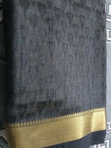 Elegant Grey &amp; Gold Saree