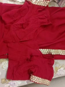 Maroon Colour Saree Golden Chamki Border