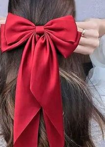 Red Satin Hair Bow
