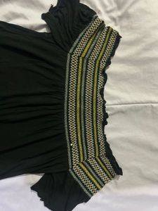 Western Black Viscose Regular Fit Top