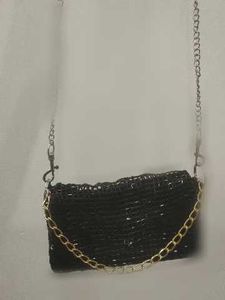 Chic Very Beautiful Black glass bead Gold Chain 👝