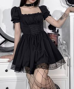 NEWME Gothic Lace Trim Mini Dress