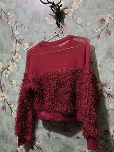 Burgundy Textured Crop Top