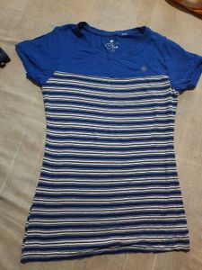Blue Striped Casual Top