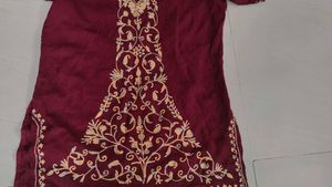 Maroon Embroidered kashmiri work short kurti