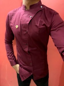 Indo Western Short Kurta For Men With Brooch