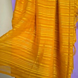 Yellow Striped Saree