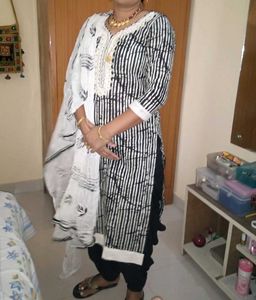 Striped Kurti with Dupatta Set