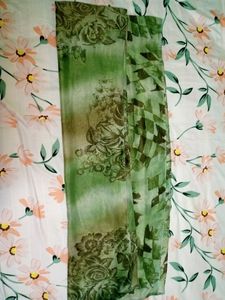 Green Printed Light Weight Long Scarf