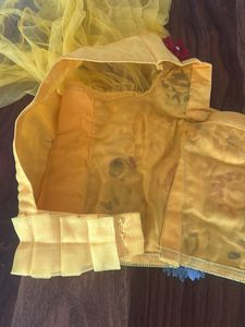 Beautiful Floral Frill Blouse Choli+ Dupatta