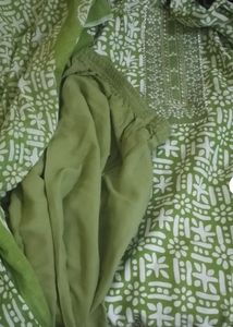 Green Printed Kurta Set