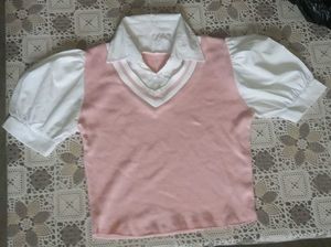 Pink V-Neck Korean Top