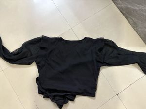 Wrap Up Black Mesh Top