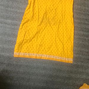Yellow Printed Salwar Suit Set With Dupatta