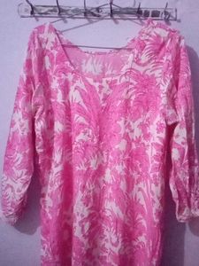 Salwar Kameez Kurta Set Pink Gulabi Safed 2xl