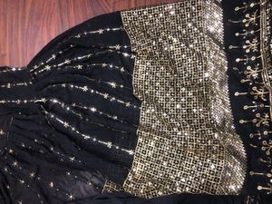 Elegant Black &amp; Gold Anarkali Suit